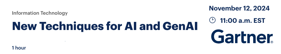 New Techniques for AI and GenAI (Nov. 12th)