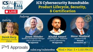 ICS Cybersecurity Roundtable: Product Lifecycle, Security, & Certification