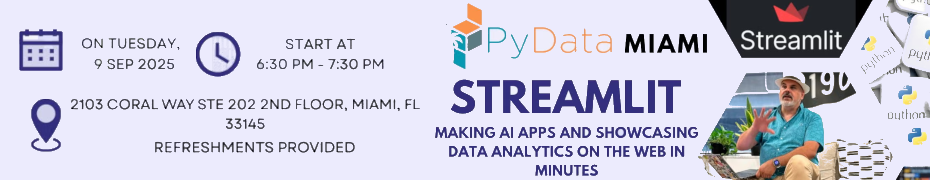 Streamlit: Making AI Apps and showcasing Data Analytics on the Web in Minutes (Sept. 9th)