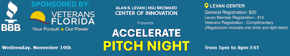 Accelerate Pitch Night @ Levan Center of Innovation (Nov. 19th)