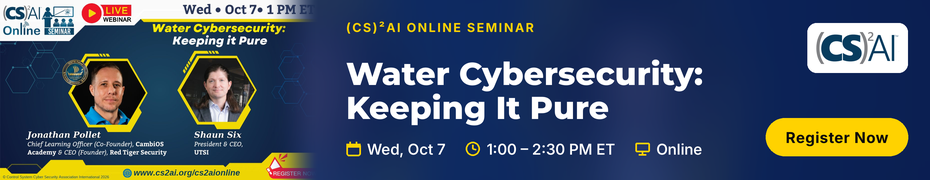 (CS)2 AI Online Seminar: Water Cybersecurity: Keeping It Pure (Oct 7th)
