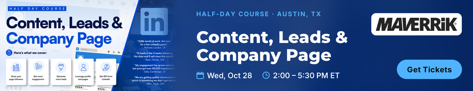 Content, Leads & Company Page (Half Day LinkedIn Course) - Austin, TX (Oct. 28th)